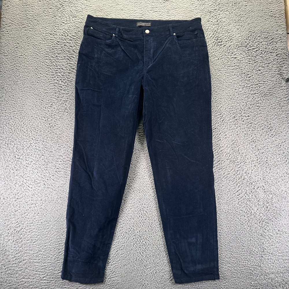 VTG Peruvian Connection Pant Womens 18 Blue Cotton Chino Tapered Leg Stretch USA